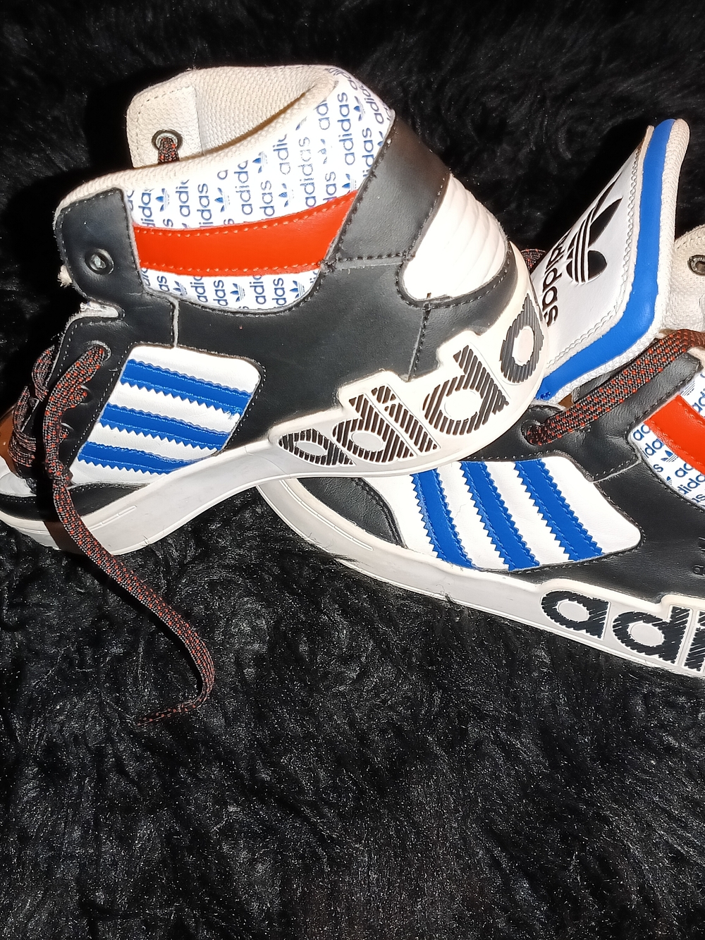 Adidas Kids High-Top Sneakers in Black, White & Blue